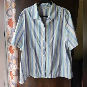 Allison Daley Striped Elbow Sleeve Button-Up Shirt Size XL
